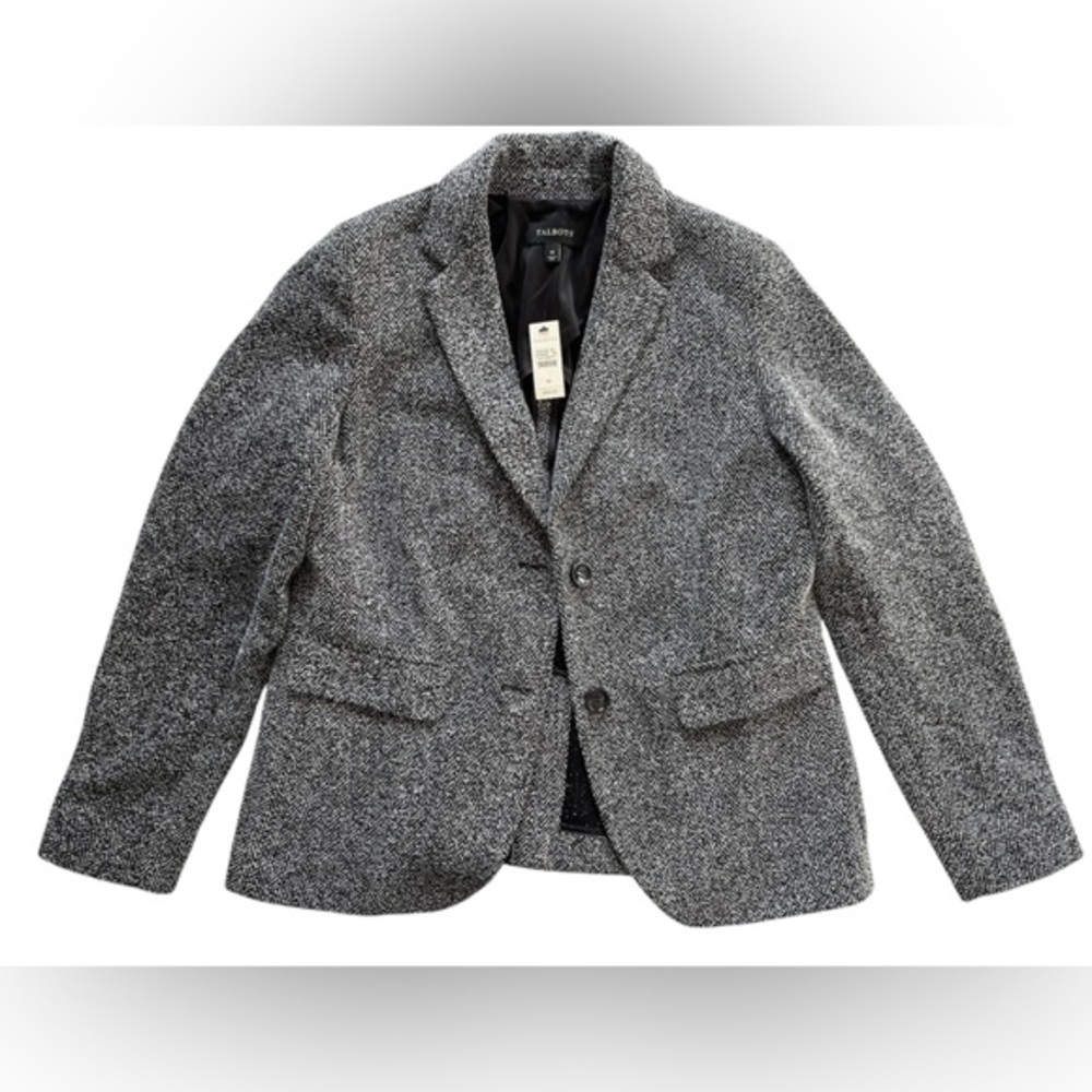 NWT Talbots Black and White Herringbone Blazer